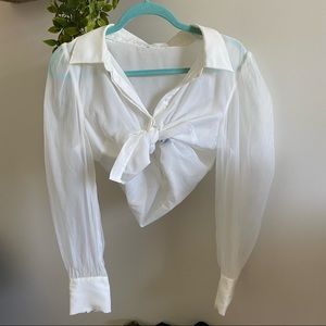 Dainty puff sleeve button up